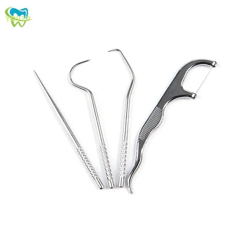 Picture of 4pcs Portable Stainless Steel Toothpick Dental Floss Oral Care Teeth Cleaning For Outdoor_Asia express-Silver