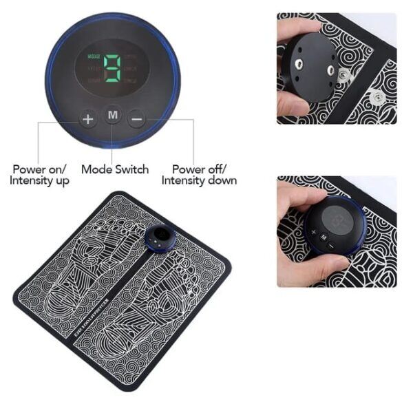 Picture of Electric EMS Foot Massager Pad Foot Massage Mat Feet Muscle Stimulator Improve Blood Circulation Relieve Ache Pain Health Care-Black