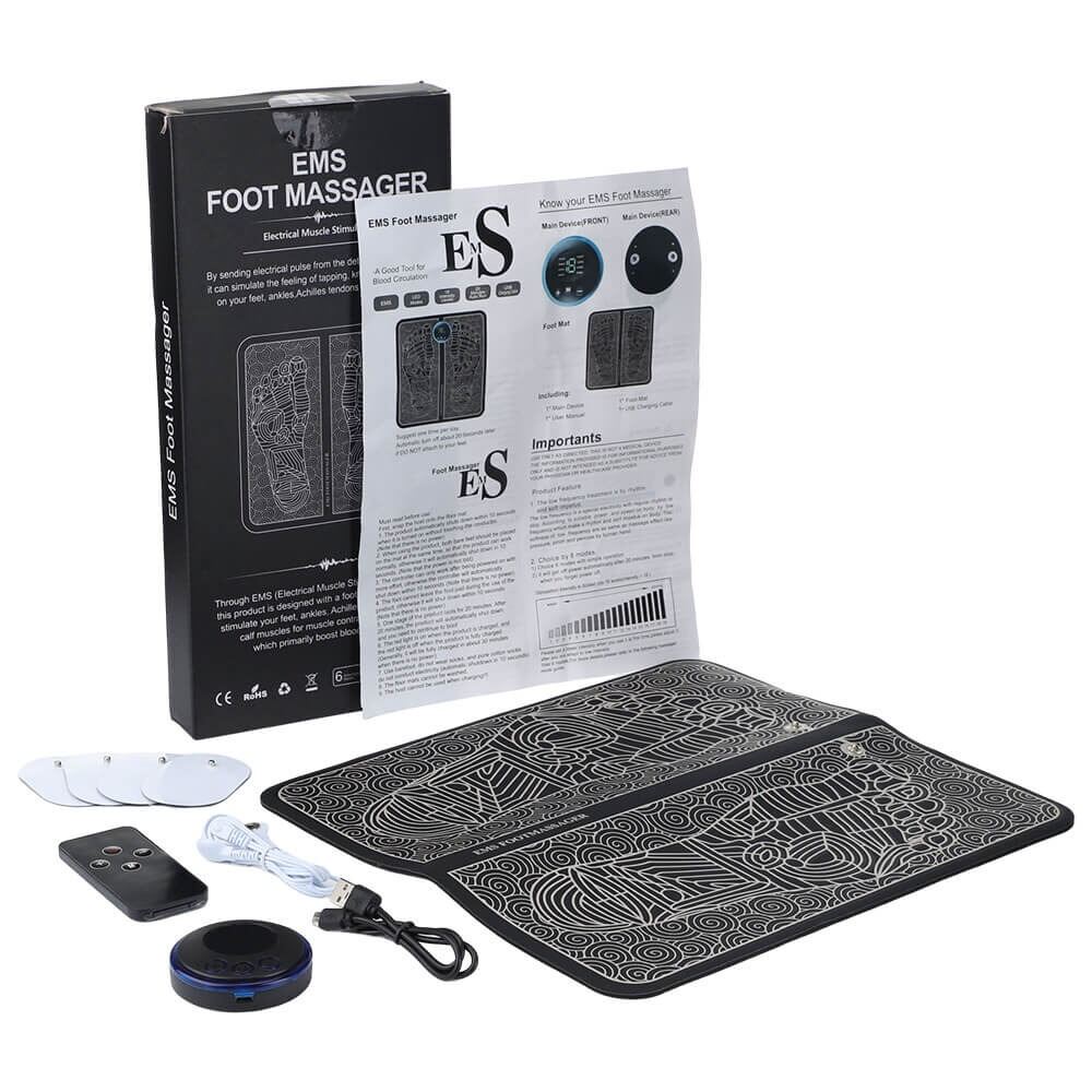 Picture of Electric EMS Foot Massager Pad Foot Massage Mat Feet Muscle Stimulator Improve Blood Circulation Relieve Ache Pain Health Care-Black