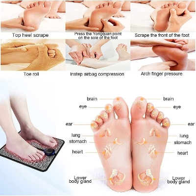 Picture of Electric EMS Foot Massager Pad Foot Massage Mat Feet Muscle Stimulator Improve Blood Circulation Relieve Ache Pain Health Care-Black