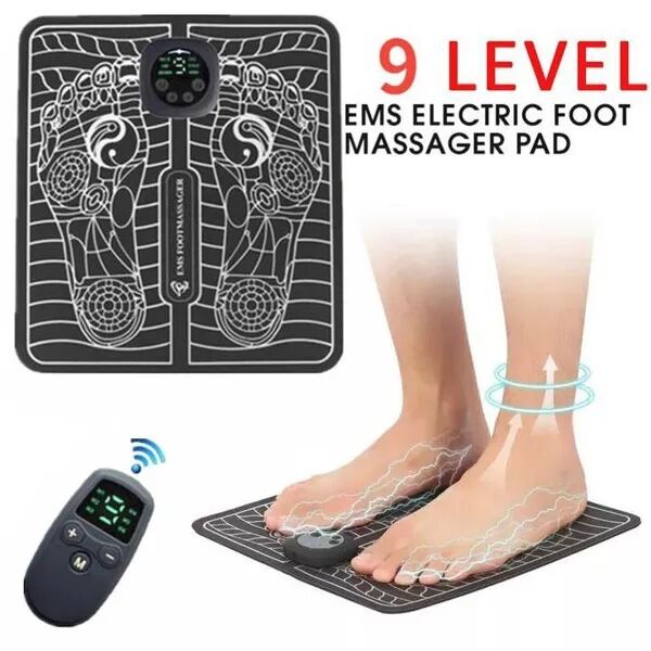 Picture of Electric EMS Foot Massager Pad Foot Massage Mat Feet Muscle Stimulator Improve Blood Circulation Relieve Ache Pain Health Care-Black