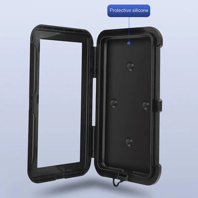 Picture of Bicycle Phone Holder Bike Motorcycle Handlebar Mobile Phone Stand Mount Waterproof Cell Phone Bracket Case-Black