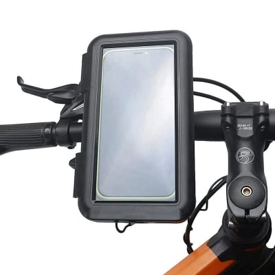 Picture of Bicycle Phone Holder Bike Motorcycle Handlebar Mobile Phone Stand Mount Waterproof Cell Phone Bracket Case-Black