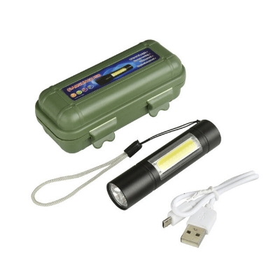 Picture of Rechargeable Flashlights Torch Led Usb Portable Torches 3 Modes Mini Camping Lighting - Charger Light-Black