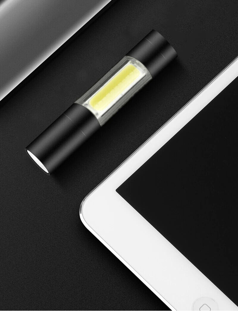 Picture of Rechargeable Flashlights Torch Led Usb Portable Torches 3 Modes Mini Camping Lighting - Charger Light-Black