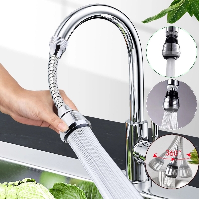 Picture of 360 Degree Adjustment Kitchen Faucet Extension Tube Bathroom Extension Water Tap Water Filter Foam Kitchen Faucet Accessories-the Asia Express-Silver
