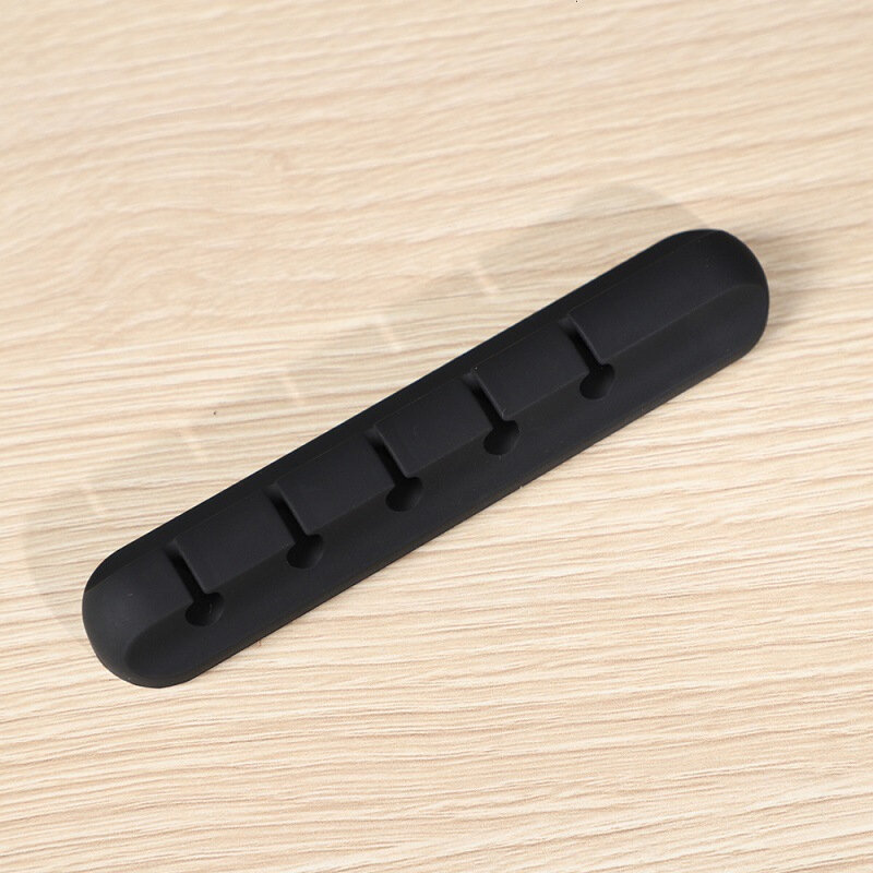 Picture of 5 Holes Cable Organizer Silicone USB Cable Winder Desktop Tidy Management Clip Cable Holder for Mouse Headphone Wire Organizer-Black