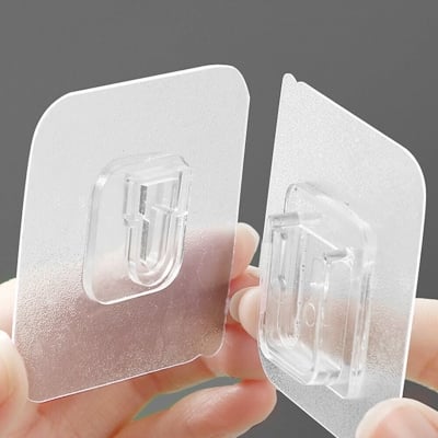Picture of 5pcs Transparent Wall Hooks Hangers Self Adhesive Door Wall Hangers Hooks Suction Heavy Load Rack For Kitchen Bathroom Accessories-CLEAR