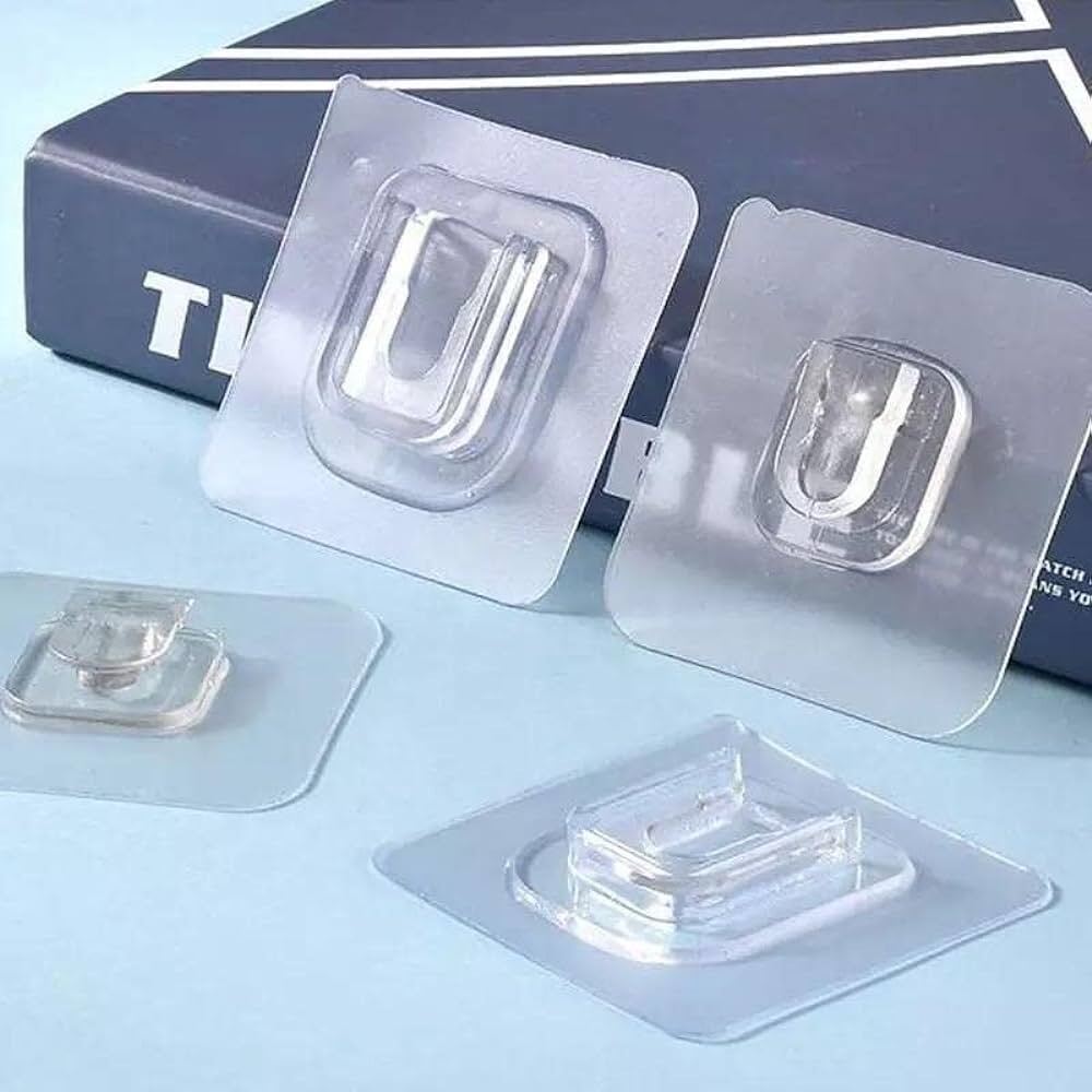 Picture of 5pcs Transparent Wall Hooks Hangers Self Adhesive Door Wall Hangers Hooks Suction Heavy Load Rack For Kitchen Bathroom Accessories-CLEAR