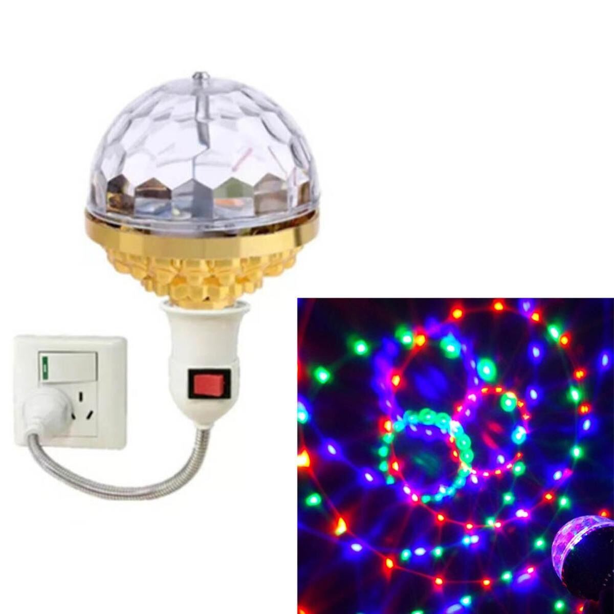 Picture of E27 Colorful Rotating Ball Light Disco Rotating Ball Bulb with Socket Ball RGB Led 6 Beads Stage Light for Family Room Party - DJ Light-Multicolor