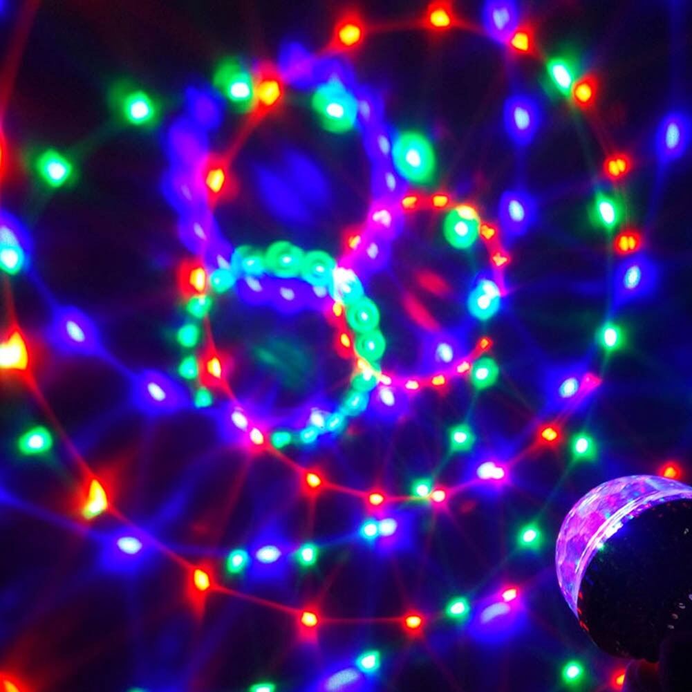 Picture of E27 Colorful Rotating Ball Light Disco Rotating Ball Bulb with Socket Ball RGB Led 6 Beads Stage Light for Family Room Party - DJ Light-Multicolor