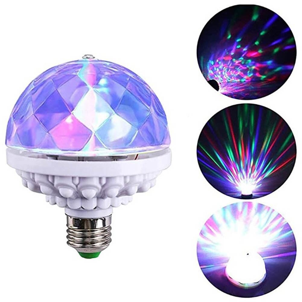Picture of E27 Colorful Rotating Ball Light Disco Rotating Ball Bulb with Socket Ball RGB Led 6 Beads Stage Light for Family Room Party - DJ Light-Multicolor