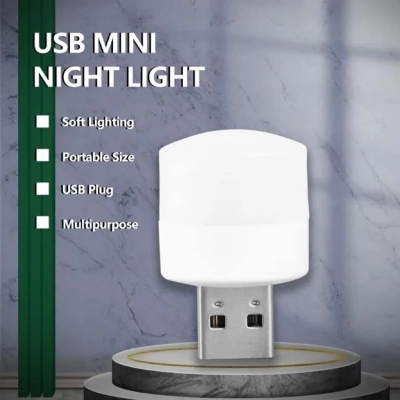 Picture of 3Pcs Wall Socket Plug-in LED Night Light USB Ultra-Small LED Lamps With 3000K Warm Light LED Lamps For Bathroom Car Kitchen Hallway-White