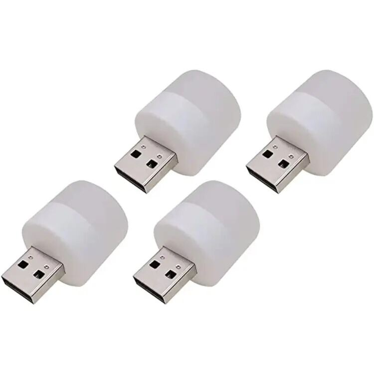 Picture of 3Pcs Wall Socket Plug-in LED Night Light USB Ultra-Small LED Lamps With 3000K Warm Light LED Lamps For Bathroom Car Kitchen Hallway-White