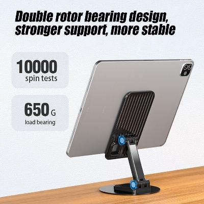 Picture of Desktop Universal Portable Aluminum Alloy Adjustable Phone Holder for Smartphones Office Work Home Tablet-Black