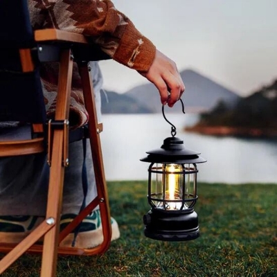 Picture of Outdoor Camping Lights Vintage Dry Battery Camp Light Hanging Lighting Tools Portable Retro Design Lantern with Hook-Multicolor-Asia Express-Black