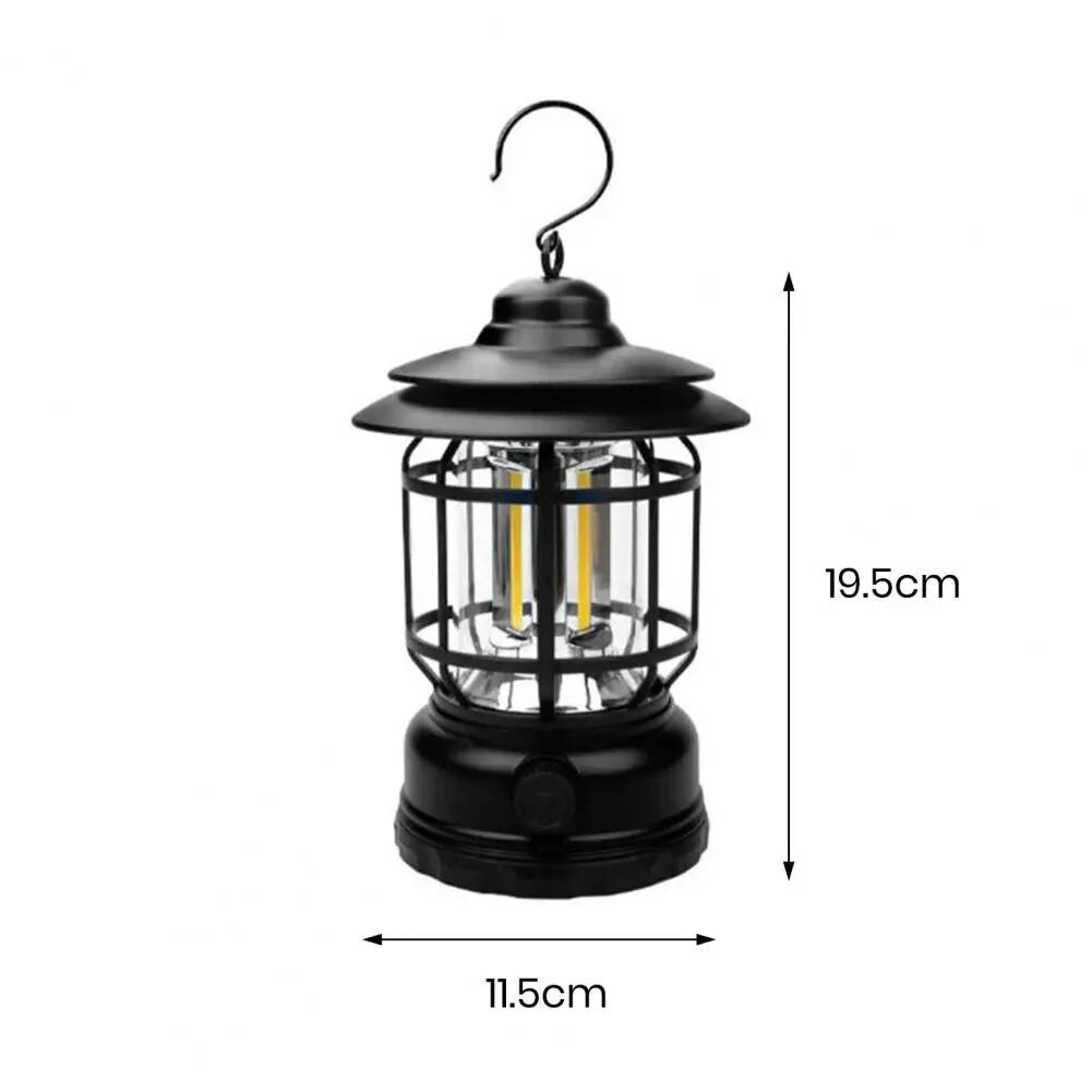 Picture of Outdoor Camping Lights Vintage Dry Battery Camp Light Hanging Lighting Tools Portable Retro Design Lantern with Hook-Multicolor-Asia Express-Black