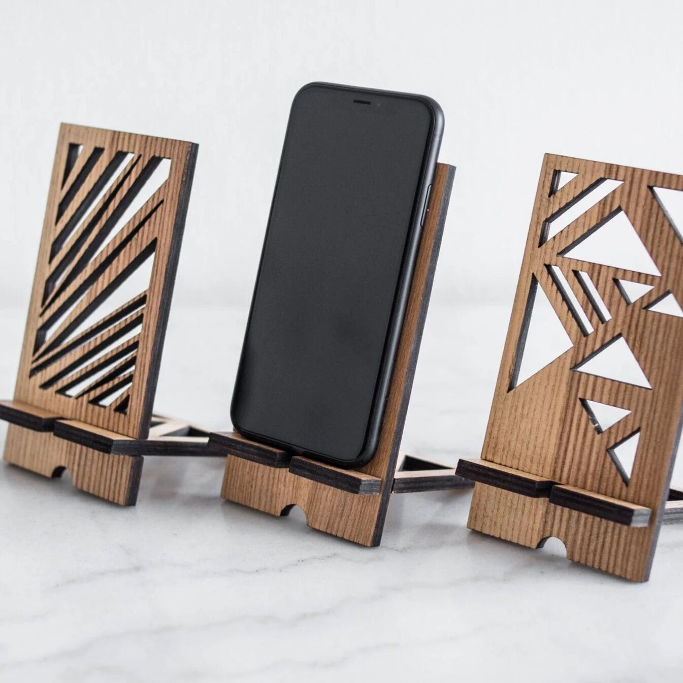 Picture of 1PCS New Wooden Phone Holder Stand Mobile Smartphone Support Tablet Stand-Multi design-Brown