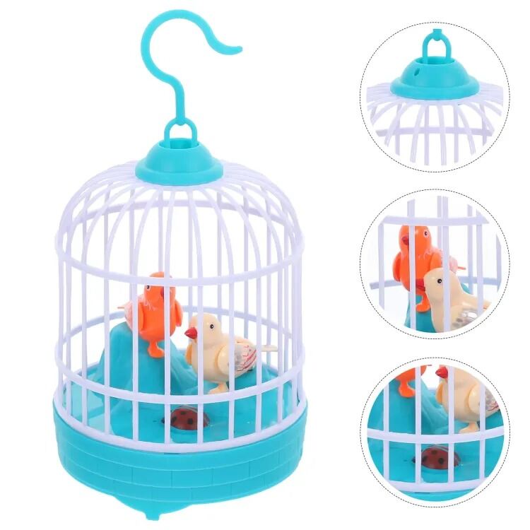 Picture of Mini Decor Simulated Bird Cage Toy Children Birdcage Simulation Voice-controlled Puzzle Kids Electric-Multicolor