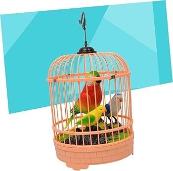Picture of Mini Decor Simulated Bird Cage Toy Children Birdcage Simulation Voice-controlled Puzzle Kids Electric-Multicolor