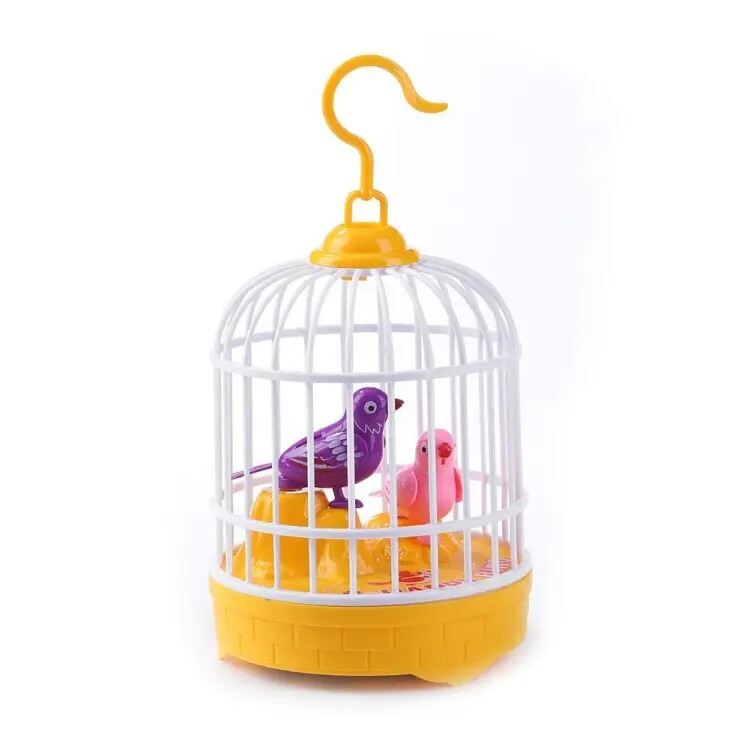 Picture of Mini Decor Simulated Bird Cage Toy Children Birdcage Simulation Voice-controlled Puzzle Kids Electric-Multicolor