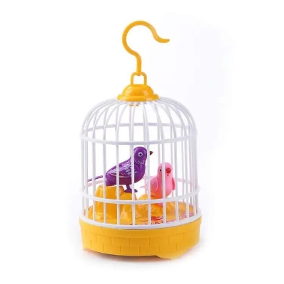 Picture of Mini Decor Simulated Bird Cage Toy Children Birdcage Simulation Voice-controlled Puzzle Kids Electric-Multicolor