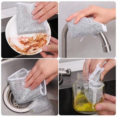 Picture of 3/5/10Pcs Magic Cleaning Cloth Kitchen Dishwashing Towel Metal Steel Wire Cleaning Rag For Dish Pot Cleaning Tools-The Asia Express-Dish Cloth & Towels-3pcs