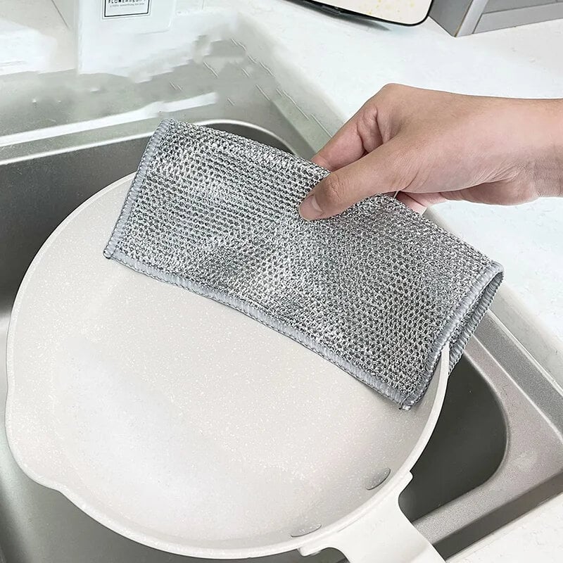 Picture of 3/5/10Pcs Magic Cleaning Cloth Kitchen Dishwashing Towel Metal Steel Wire Cleaning Rag For Dish Pot Cleaning Tools-The Asia Express-Dish Cloth & Towels-3pcs