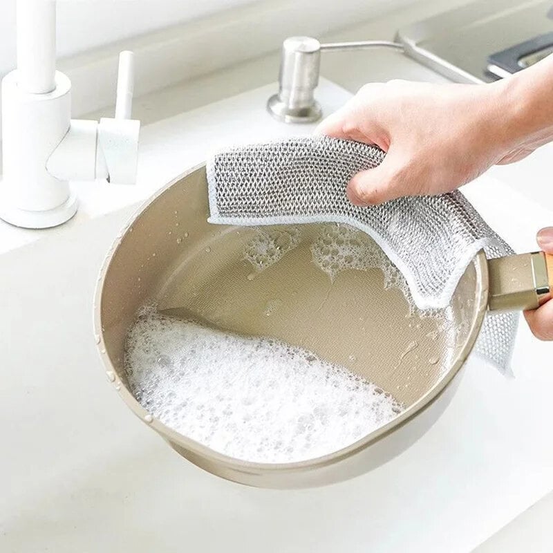 Picture of 3/5/10Pcs Magic Cleaning Cloth Kitchen Dishwashing Towel Metal Steel Wire Cleaning Rag For Dish Pot Cleaning Tools-The Asia Express-Dish Cloth & Towels-3pcs