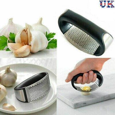 Picture of Garlic Press Rocker Garlic Peeler Set Stainless Steel Garlic Crusher Squeezer Slicer Mincer Chopper Kitchen Gadgets With Handle-Black