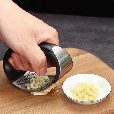 Picture of Garlic Press Rocker Garlic Peeler Set Stainless Steel Garlic Crusher Squeezer Slicer Mincer Chopper Kitchen Gadgets With Handle-Black