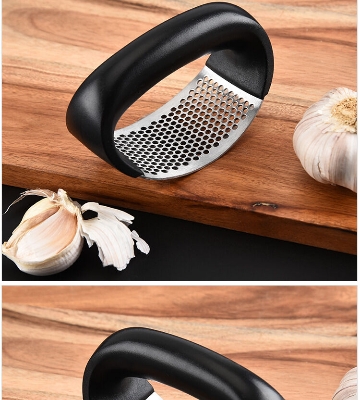 Picture of Garlic Press Rocker Garlic Peeler Set Stainless Steel Garlic Crusher Squeezer Slicer Mincer Chopper Kitchen Gadgets With Handle-Black