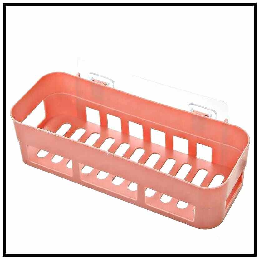 Picture of Home Adhesive Shower Shelf Kitchen Seasoning Shelf Bathroom Organizer Basket Adhesive Soap Dish Wall Mount Bathroom Organizer Storage Basket No Punching Storage Rack-Asia express-Multicolor