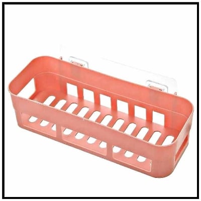 Picture of Home Adhesive Shower Shelf Kitchen Seasoning Shelf Bathroom Organizer Basket Adhesive Soap Dish Wall Mount Bathroom Organizer Storage Basket No Punching Storage Rack-Asia express-Multicolor