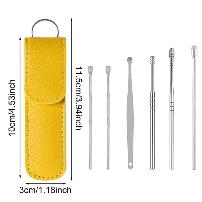 Picture of 6 Pcs/Set Ear Cleaner Wax Vac Removal Stainless Steel Ear Wax Pickers Ear Cleaning Tool Spoon Earwax Remover Beauty Health Earpick-Silver