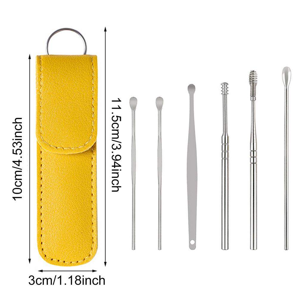 Picture of 6 Pcs/Set Ear Cleaner Wax Vac Removal Stainless Steel Ear Wax Pickers Ear Cleaning Tool Spoon Earwax Remover Beauty Health Earpick-Silver