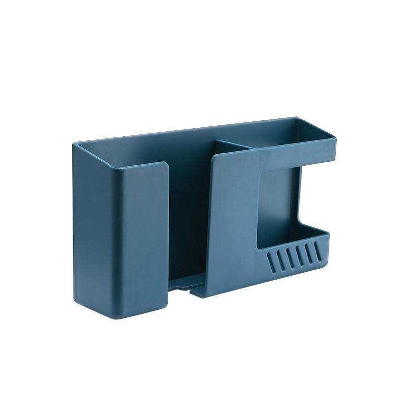 Picture of 2 in 1 Wall-mounted Mobile Phone Remote Control Storage Box Multifunctional Punch-free Storage Rack Wall Debris Storage Holder-Multicolor