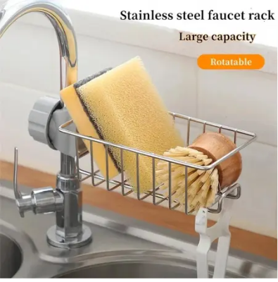 Picture of Faucet Rack Stainless Steel Kitchen Sink Caddy Storage Rack - Keep Your Sink Area Neat And Tidy-Silver