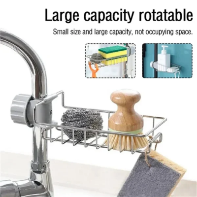 Picture of Faucet Rack Stainless Steel Kitchen Sink Caddy Storage Rack - Keep Your Sink Area Neat And Tidy-Silver
