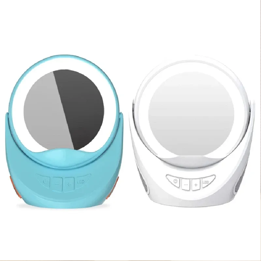 Picture of Music Player Hand-Free Phone Taik with Makeup Mirror 3 Modes Adjustable Cellphone Holder Wireless Charging-White-Asia Express-Multicolor
