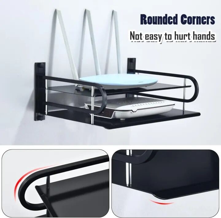 Picture of Metal Router Stand Router Storage Box Router Storage Wifi Router Storage Box-asia express-Black