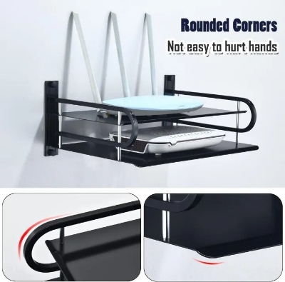 Picture of Metal Router Stand Router Storage Box Router Storage Wifi Router Storage Box-asia express-Black