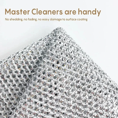 Picture of Asia Express 2/5/10pcs Multipurpose Wire Dishwashing Rag for Wet and Dry Double Layer Non-Scratch Wire Dishcloth Rag Iron Scrubber Microfiber Dishcloth-2pcs