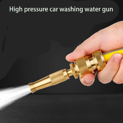 Picture of High Pressure Water Gun,Household Pure Copper,Direct Spray Gun,Flower Watering Tool Adjustable Pressure Washer water nozzle spray-Gold
