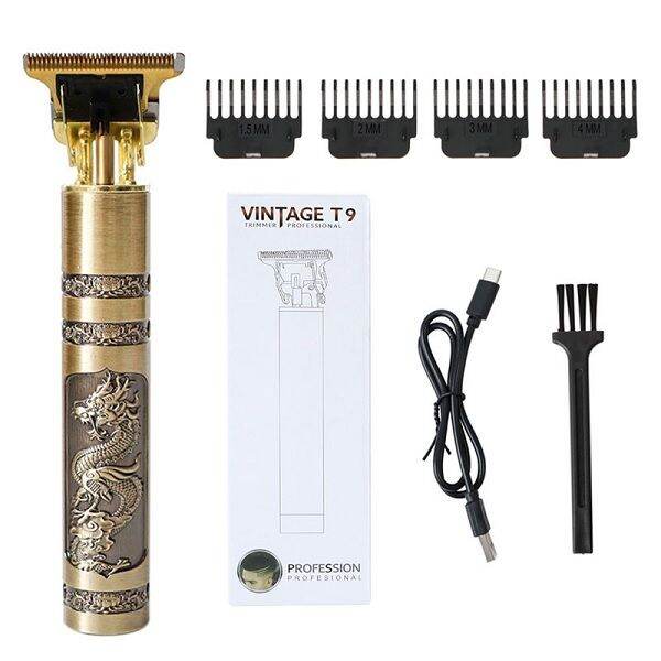 Picture of T9 Electric Hair Clipper Trimmer Hairdresser Aluminum Alloy Oil Shaving Head Electric Pusher Carving USB Hair Cutting Machine - Trimmer-Gold