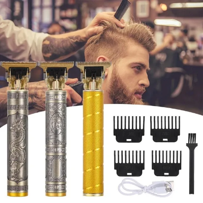 Picture of T9 Electric Hair Clipper Trimmer Hairdresser Aluminum Alloy Oil Shaving Head Electric Pusher Carving USB Hair Cutting Machine - Trimmer-Gold