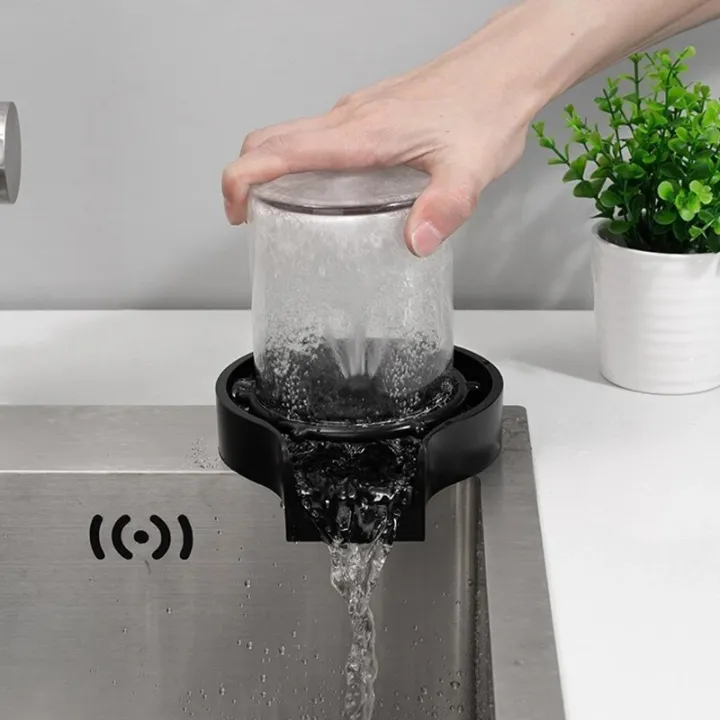 Picture of Automatic High Pressure Glass Cup Washer Kitchen Sink Rinser Machine Household Bar Beer Milk Bottle Tea Cup Cleaning Tool-Black