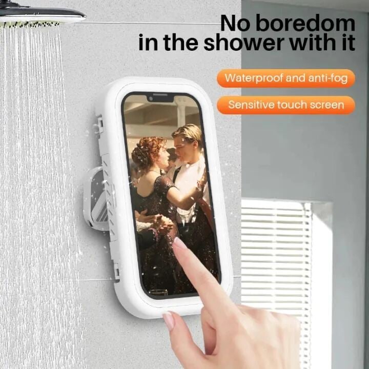 Picture of Bathroom waterproof mobile phone bracket without punching Bathroom wall bracket Kitchen storage rack can rotate 360 °-The asia express