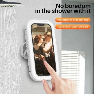 Picture of Bathroom waterproof mobile phone bracket without punching Bathroom wall bracket Kitchen storage rack can rotate 360 °-The asia express