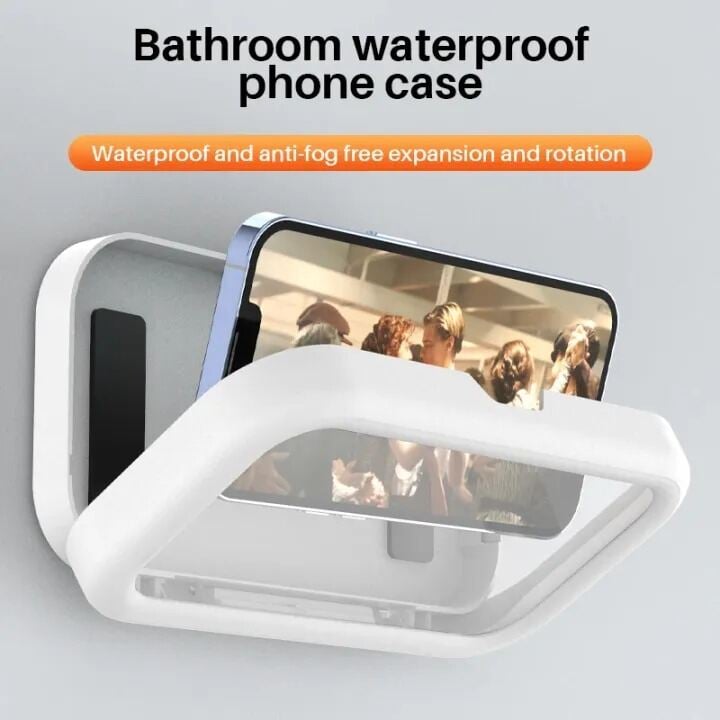 Picture of Bathroom waterproof mobile phone bracket without punching Bathroom wall bracket Kitchen storage rack can rotate 360 °-The asia express